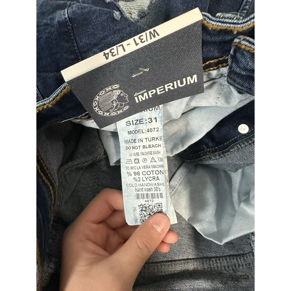 New Imperium Mens Distressed Ripped Skinny Jeans 31x34 Act 28x30‎
